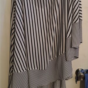 Lane Bryant Asymmetrical Black and White Striped Skirt